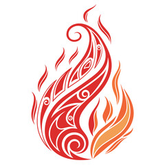 Stylized fire flame design with tribal elements