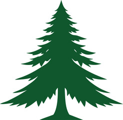 Vector art of vibrant green silhouette of a classic christmas tree, symbolizing the festive spirit and joy of the holiday season