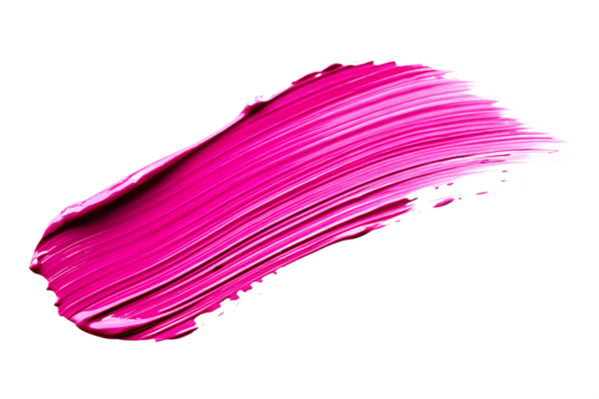Vibrant pink paint stroke isolated on a transparent background