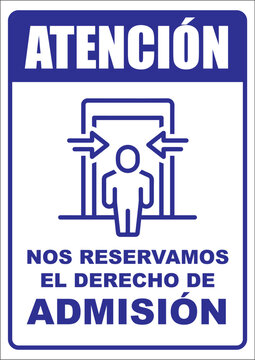 Rotulo para imprimir nos reservamos el derecho de admisi&oacute;n en color azul