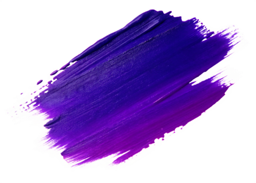 Vibrant purple paint stroke isolated on a transparent background - Powered by Adobe
