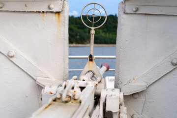 machine with aiming sight at the war ship