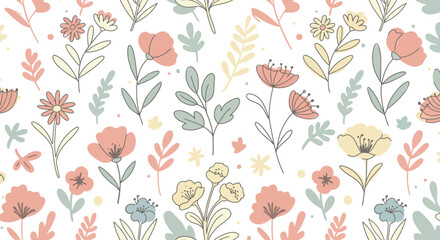 Floral pattern isolated on white background a delicate arrangement of flowers and leaves, creating a charming and elegant design for various applications