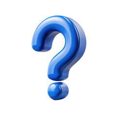 Naklejka premium 3D rendered, glossy, vibrant blue question mark against black background