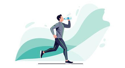 Runner Refreshing With Water Bottle, A Healthy Lifestyle, Exercise And Refreshment