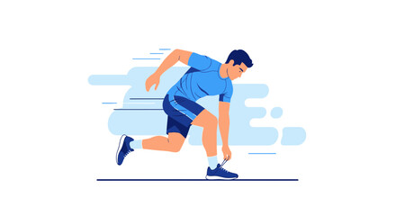 Runner Tying Shoe, Preparation For Speed, Athletic Activity, Modern Flat Illustration