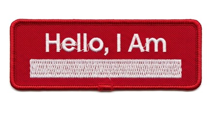 Red Hello I Am Name Tag with Blank Space for Customization.