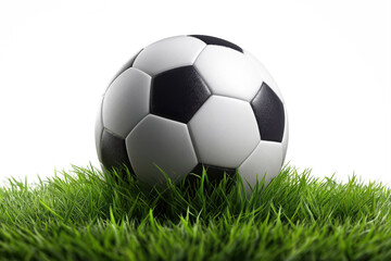 Classic Soccer Ball Resting on Lush Green Grass Ready for a Championship Game PNG no background