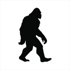 Silhouette of bigfoot sasquatch walking profile mysterious cryptid creature legend icon