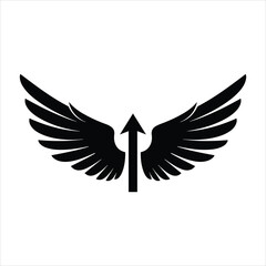 Obraz premium Powerful black wings and upward arrow symbolizing growth ambition and success