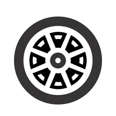 Obraz premium black and white car wheel icon