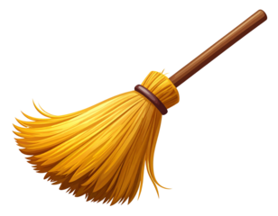 Cartoon Cleaning Broom Illustration Isolated