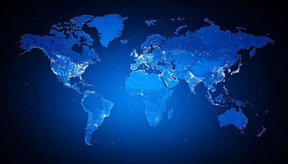 Obraz premium Global map of city lights. World map with highlighted urban areas