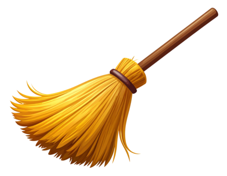 Cartoon Cleaning Broom Illustration Isolated 