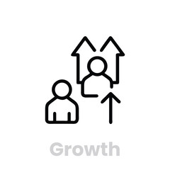 Growth and development icon isolated on white background represents personal or professional advancement, progress, and the upward trajectory of success