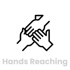 Obraz premium Hands reaching icon isolated on white background editable line vector help and support symbol single pictogram