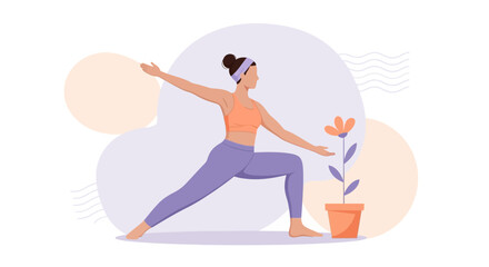 Woman Practicing Yoga Pose Near Flower, Promoting Wellness, Calmness, And Healthy Living