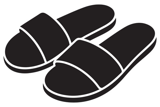 Beach flip flops icon  black silhouette vector
