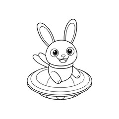 Smiling Bunny Bouncing Coloring Page