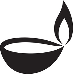Minimalist Diya (Oil Lamp) Silhouette Vector for Diwali