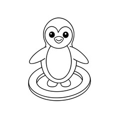 Fototapeta premium Happy Penguin Balancing Coloring Page