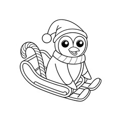 Obraz premium Smiling Penguin Riding Coloring Page