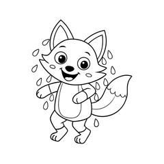 Obraz premium Smiling Fox Dancing Up Coloring Page
