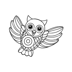 Cheerful Owl Flying With Balloons Coloring Page