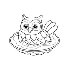 Cheerful Owl Gliding Coloring Page