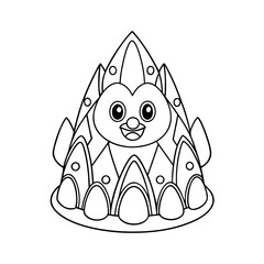 Cheerful Penguin Building Coloring Page