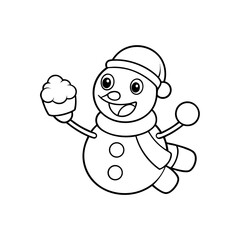 Cheerful Snowman Catching Coloring Page