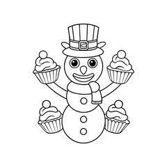 Cheerful Snowman Balancing Coloring Page