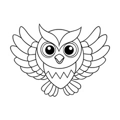 Happy Owl Flying With Coloring Page