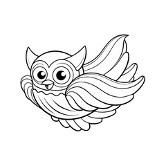 Happy Owl Gliding Over Coloring Page