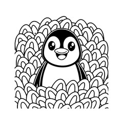 Happy Penguin Playing Coloring Page