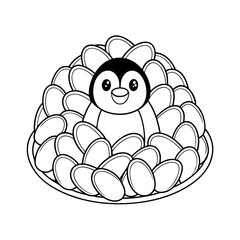 Happy Penguin Hiding Coloring Page