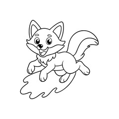 Cheerful Fox Jumping Coloring Page