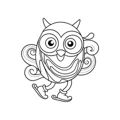 Cheerful Owl Ice Skating Coloring Page