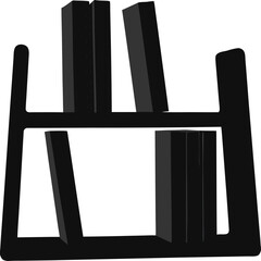 Floating Bookshelf Silhouette Only External Outline, Minimalist Shelf Vector Illustration, Modern Floating Bookshelf Icon, Outline Library Concept, External Outline Book Shelf Vector