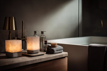 step into wellness tech space featuring modern bathroom adorned with innovative aromatherapy devices