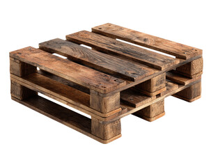 Square wooden pallet, two tiers, worn, rustic