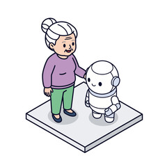 Senior with Robot Assistant