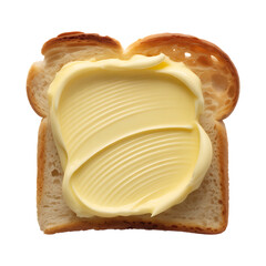 Toast bread slice with butter isolated on transparent background