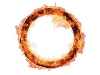 orange circle fire frame isolated on transparent background