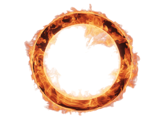 orange circle fire frame isolated on transparent background