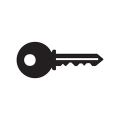 Black Silhouette Key Icon on White Background
