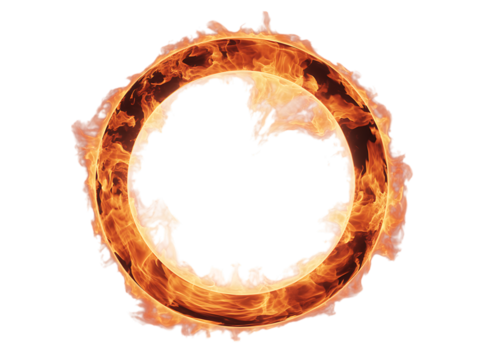 orange circle fire frame isolated on transparent background