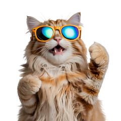Cat wearing glasses isolated on transparent background