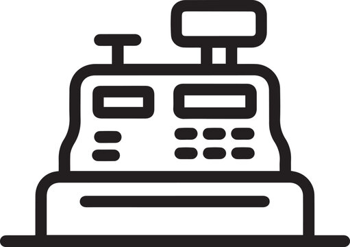 recommend clip art: vintage cash register outline icon for retail store and payment system