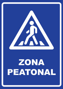 R&oacute;tulo informativo zona peatonal atenci&oacute;n